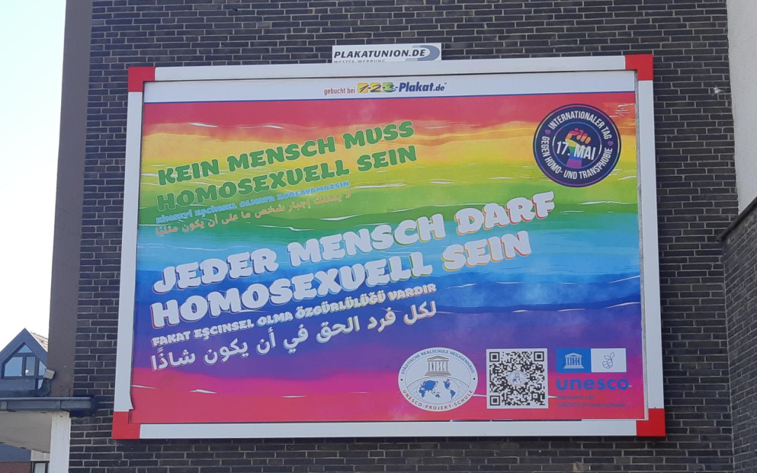 Unsere Plakataktion anlässlich des internationalen Tags gegen Homo- und Transphobie